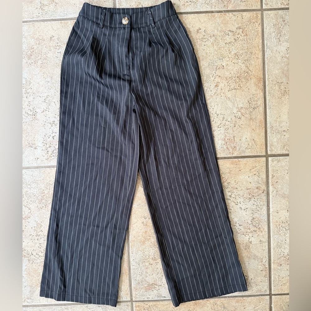 SHEIN Dark Gray Striped Dress Pants